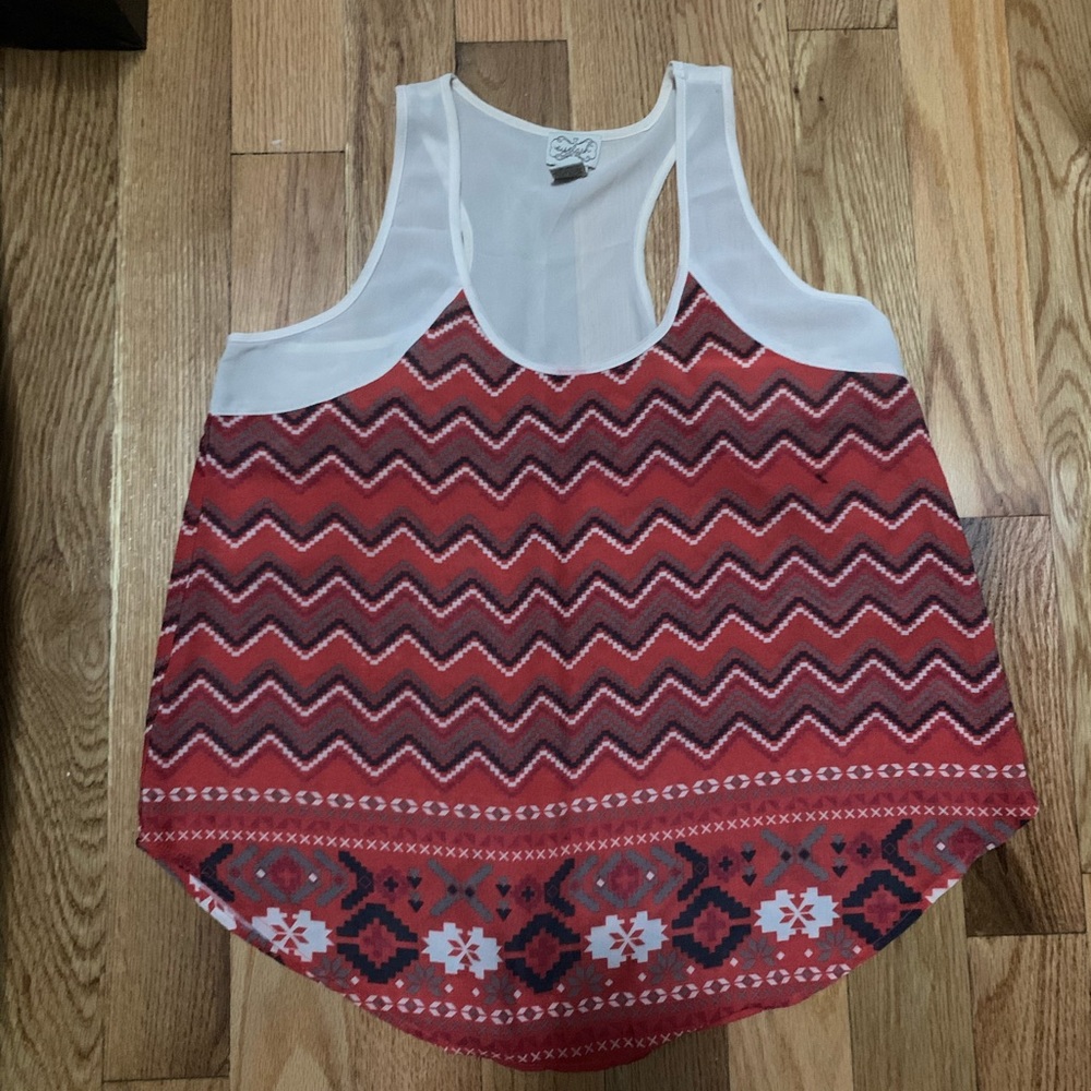 Geometric Print Chiffon Tank Top